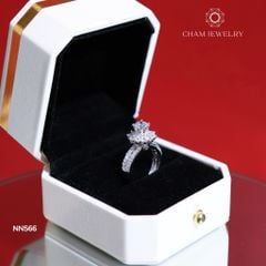 Nhẫn NN566 CHAM JEWELRY, Xoàn Hoa Tia Chủ 5.5mm (Barcode TNN1563).