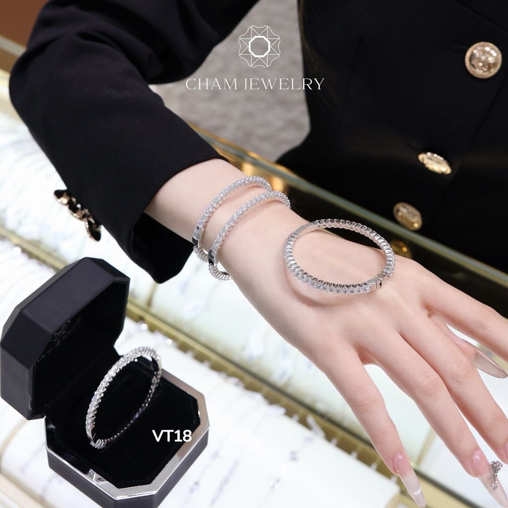 Vòng Tay CHAM JEWELRY VT18, Vòng Full Đá 3.0mm (Barcode TV48).