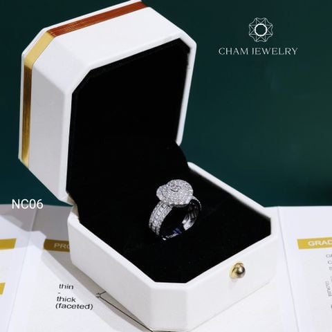 Nhẫn CHAM JEWELRY NC06, Nhẫn Chủ Tim Full Moissanite Cao Cấp (Barcode TVM24).