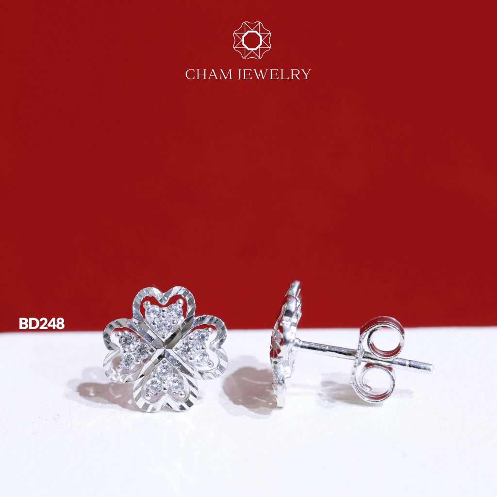Hoa Tai BD248 CHAM JEWELRY, Cỏ 4 Lá  (Barcode TBD1257).