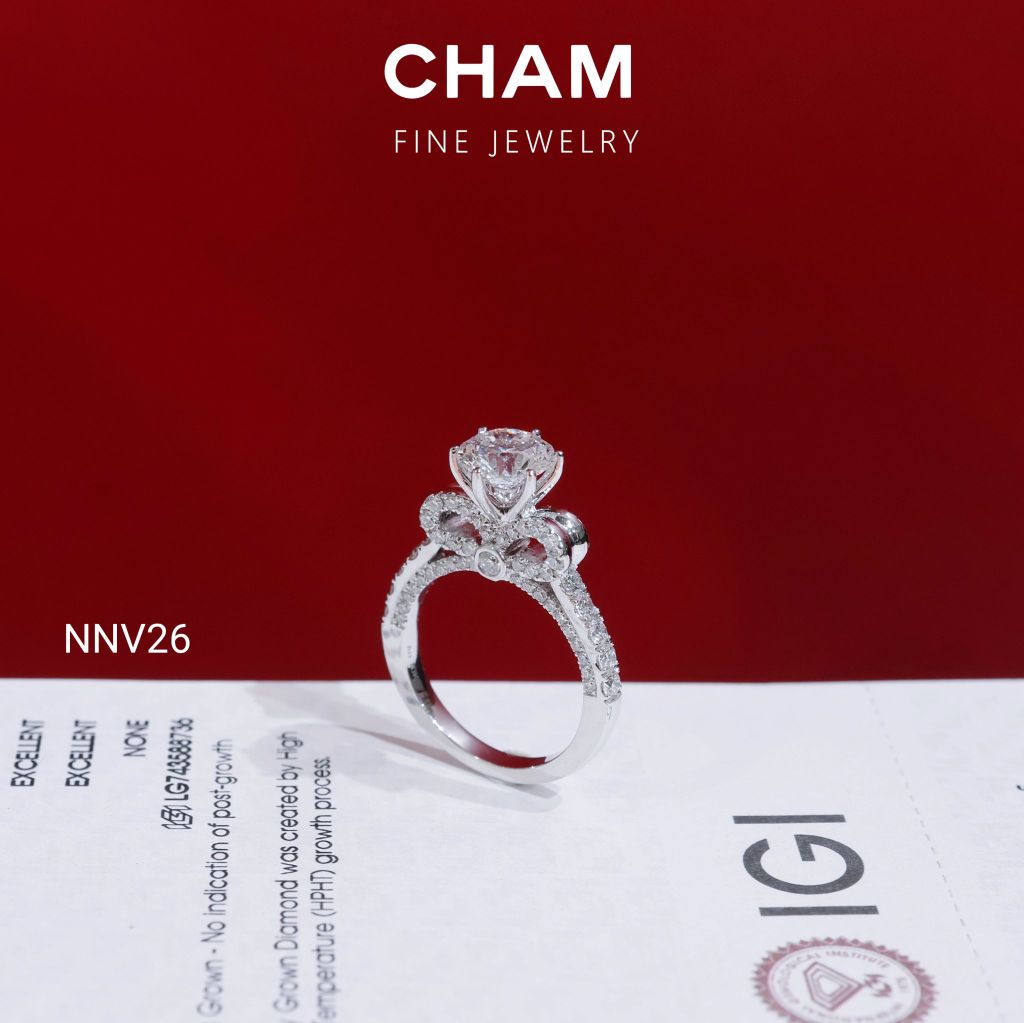 Nhẫn Nữ NNV26 Vàng 10k Chủ 7.2mm Kim Cương Lab Grown Diamond