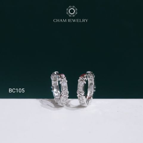 Hoa Tai CHAM JEWELRY BC105, Hoa Tai Khoen Full Moissanite (Barcode TFM56)