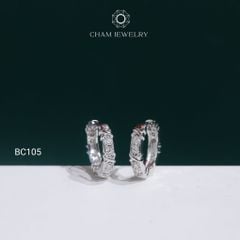 Hoa Tai CHAM JEWELRY BC105, Hoa Tai Khoen Full Moissanite (Barcode TFM56)