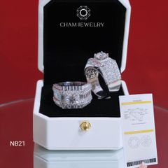 Nhẫn Nam NB21 CHAM JEWELRY, Full Moissanite Cao Cấp, Chủ 7.2mm (Barcode ONNA54)