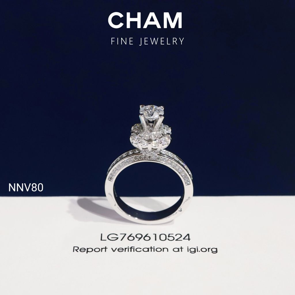 Nhẫn Nữ NNV80 Vàng 10k Chủ 5.4mm Kim Cương Lab Grown Diamond (Barcode DNU012)