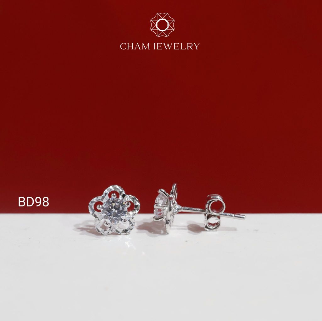 Hoa Tai BD98 CHAM JEWELRY , Hoa Tai Kiểu Hoa Mai Chủ 4.0mm ( Barcode TBD1531).