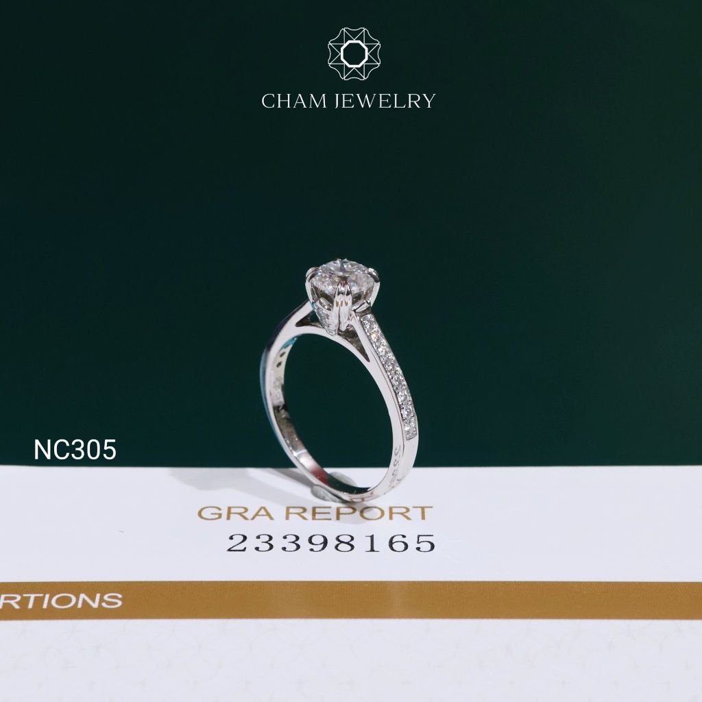 Nhẫn NC305 CHAM JEWELRY, Nhẫn Full Đá Moissanite Chủ 6.0mm (Barcode OCNN93)