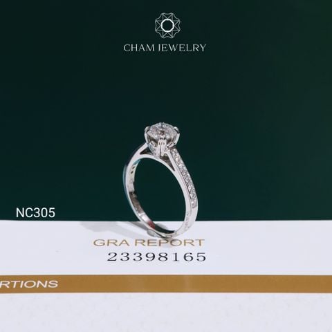 Nhẫn NC305 CHAM JEWELRY, Nhẫn Full Đá Moissanite Chủ 6.0mm (Barcode OCNN93)