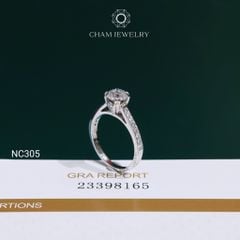 Nhẫn NC305 CHAM JEWELRY, Nhẫn Full Đá Moissanite Chủ 6.0mm (Barcode OCNN93)