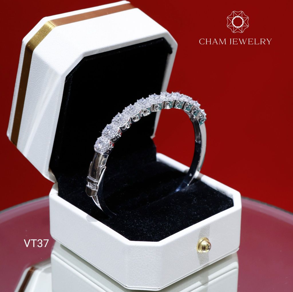 Vòng Tay CHAM JEWELRY VT37, Vòng Full Nửa Hàng Đá Bản 6.0mm (Barcode CV7239 - PVH173 )