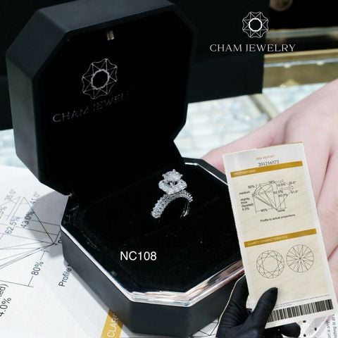 Nhẫn NC108 CHAM JEWELRY, Full Đá Moissanite, Chủ 6.0mm (Barcode TVM89)