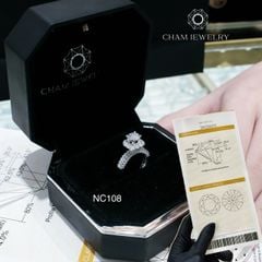 Nhẫn NC108 CHAM JEWELRY, Full Đá Moissanite, Chủ 6.0mm (Barcode TVM89)