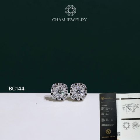 Hoa Tai CHAM JEWELRY BC144, Hoa Tai Full Moissanite C&C ( OCB55 )