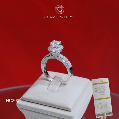 Nhẫn NC200 CHAM JEWELRY, Full Moissanite Chủ 6.0mm (Barcode OCNN27)