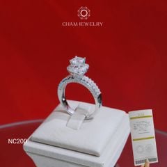 Nhẫn NC200 CHAM JEWELRY, Full Moissanite Chủ 6.0mm (Barcode OCNN27)