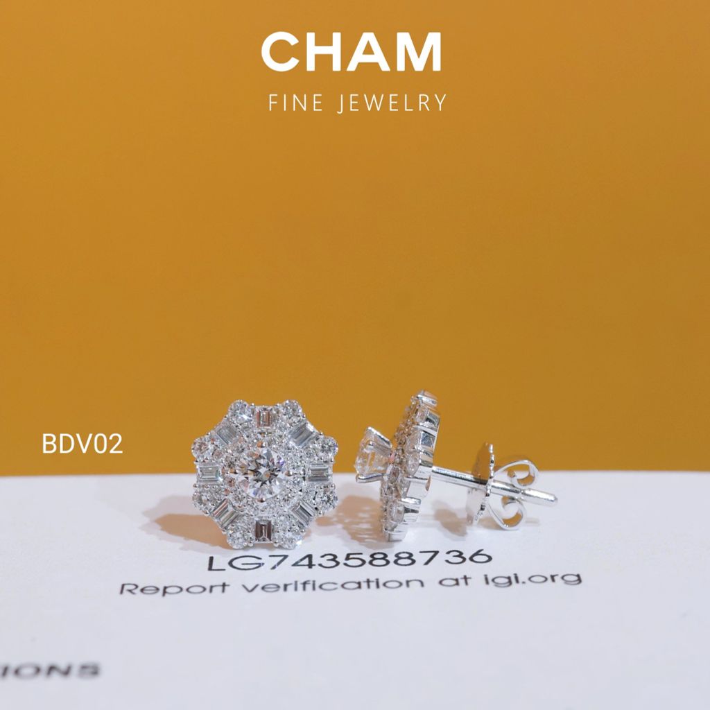 Hoa Tai BDV02 Chủ 3.3mm D VVS2 Vàng 10k Kim Cương Lab Grown Diamond