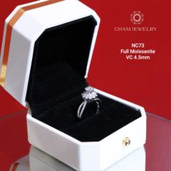 Nhẫn NC73 CHAM JEWELRY, Full Kim Cương Moissanite, Chủ 4.5mm (Barcode ONNU10)