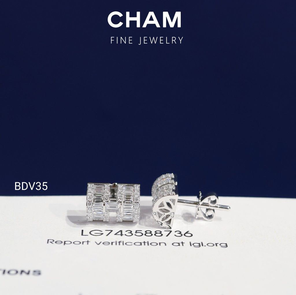 Hoa Tai BDV35 Vàng 10k Kim Cương Lab Grown Diamond