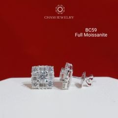 Hoa Tai CHAM JEWELRY BC59, Hoa Tai Chủ Moissanite 4.5mm (Barcode OCB02)