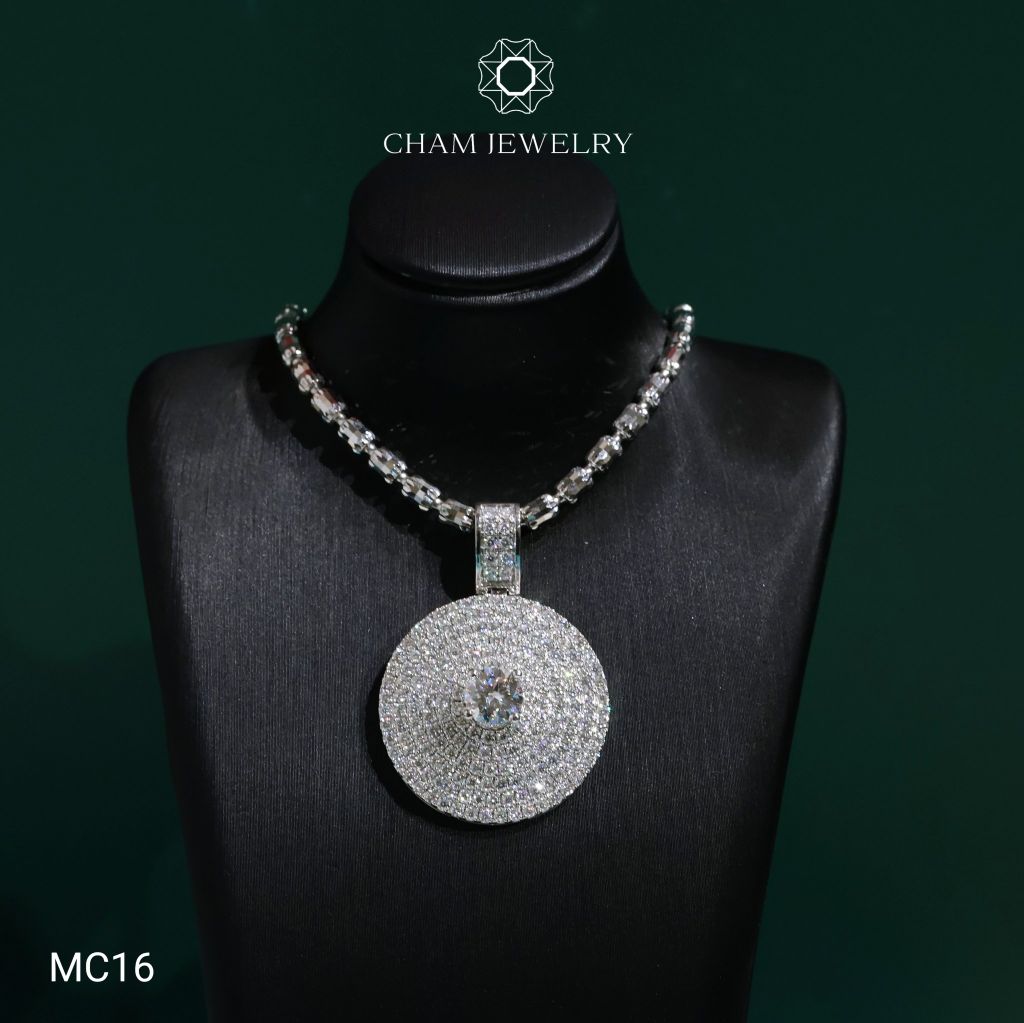 Mặt Dây Chuyền MC16 CHAM JEWELRY , Chủ 6.0mm Full Moissanite Cao Cấp (Barcode OPM02).
