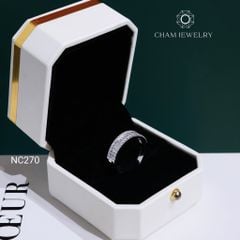 Nhẫn NC270 CHAM JEWELRY, Nhẫn Full Đá Moissanite C&C Bản 5.0mm (Barcode OCNN123)