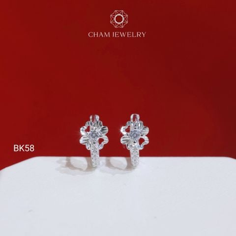 Hoa Tai BK58 CHAM JEWELRY, Hoa Tai Khoen Cỏ 4 Lá Chủ 2.5mm (Barcode TBK350).