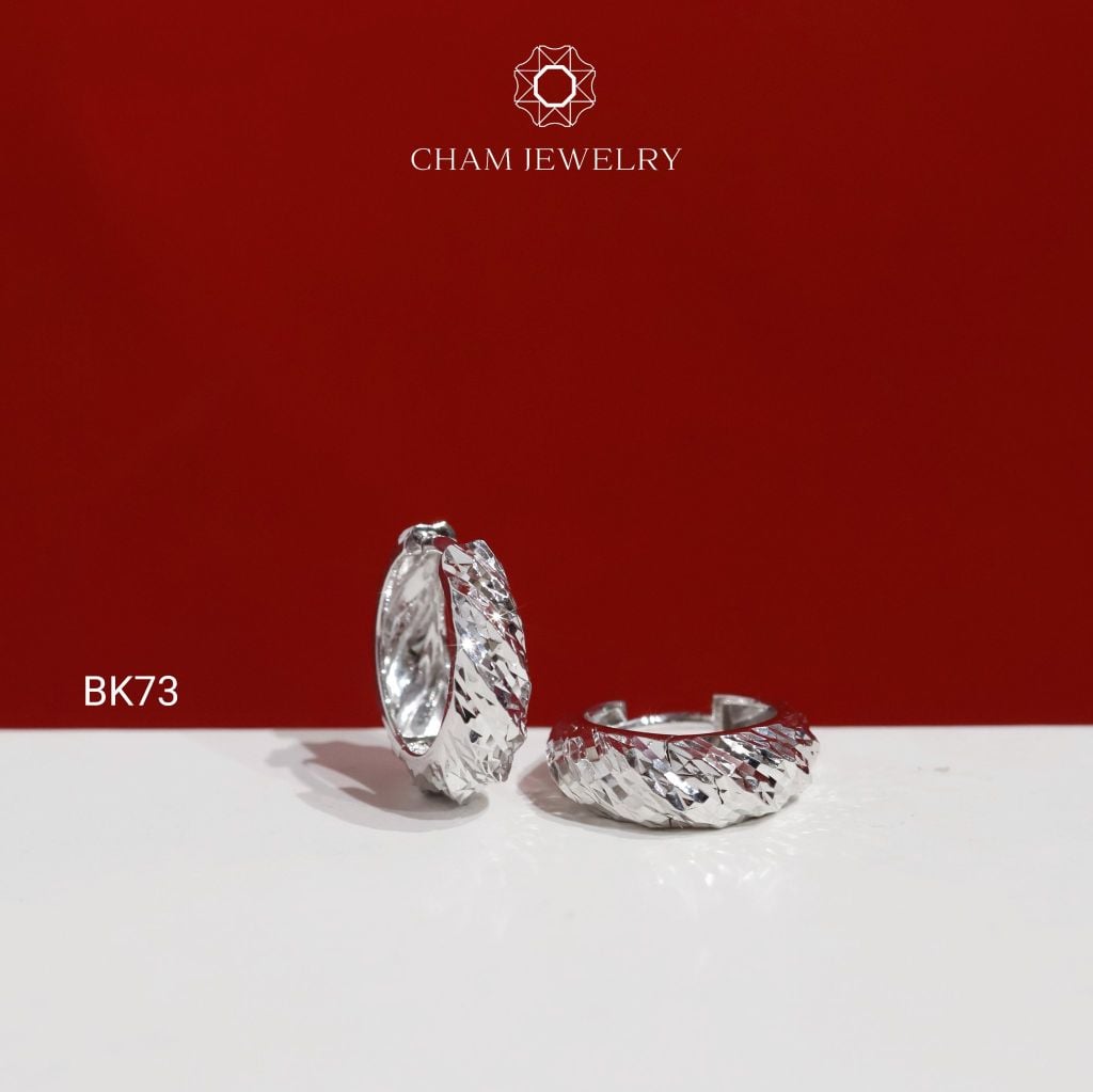 Hoa Tai BK73 CHAM JEWELRY, Hoa Tai Khoen Mo Chạm Máy Bản 5.5mm (Barcode TBK184).
