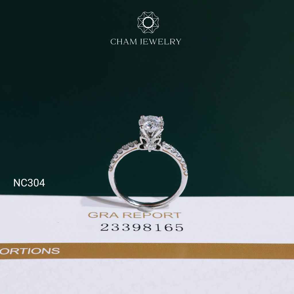 Nhẫn NC304 CHAM JEWELRY, Nhẫn Full Đá Moissanite Chủ 6.0mm (Barcode OCNN91)