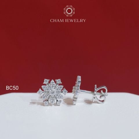 Hoa Tai CHAM JEWELRY BC50, Full Moissanite  (Barcode OHB02)