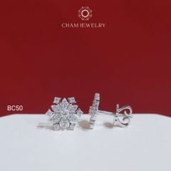 Hoa Tai CHAM JEWELRY BC50, Full Moissanite  (Barcode OHB02)