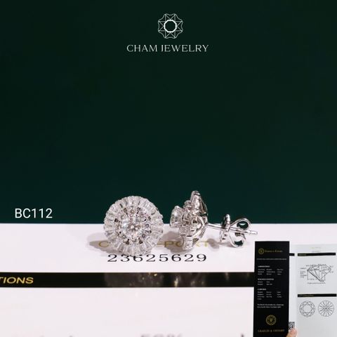 Hoa Tai BC112 CHAM JEWELRY, Hoa Tai Chủ 4.0mm Full Moissanite C&C ( OCB36 )