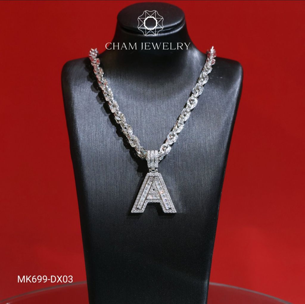 Dây Và Mặt MK699-DX03 45cm CHAM JEWELRY, Mặt Chữ A Full Đá