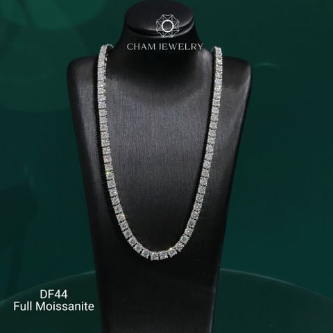 Dây Chuyền DF44 CHAM JEWELRY, Dây Chuyền Code Full Đá Moissanite 3.0mm (Barcode ODC03).