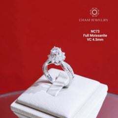 Nhẫn NC73 CHAM JEWELRY, Full Kim Cương Moissanite, Chủ 4.5mm (Barcode ONNU10)