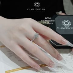 Nhẫn NC50 CHAM JEWELRY, Full Kim Cương Moissanite 4.5mm (Barcode ONNU03).