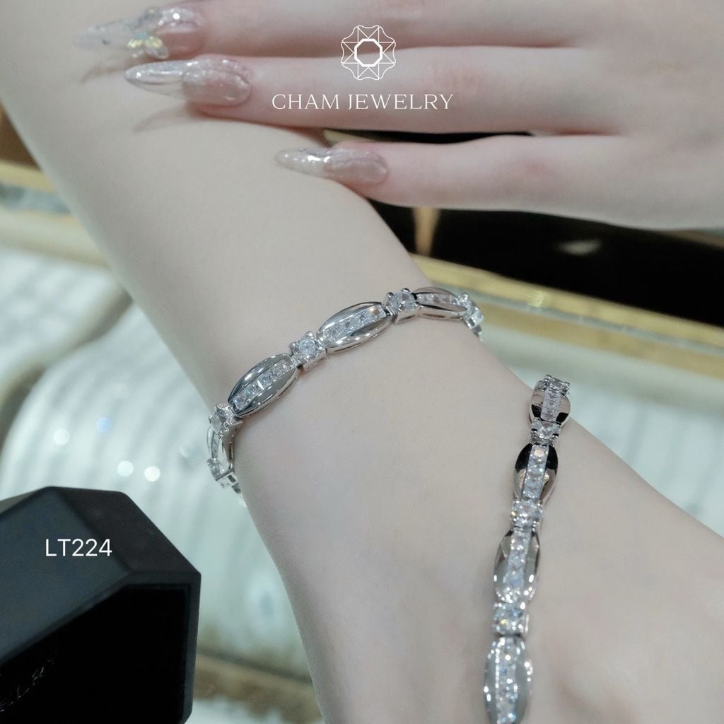 Lắc Tay LT224 CHAM JEWELRY,Chủ 4.0mm Bản 7.0mm.