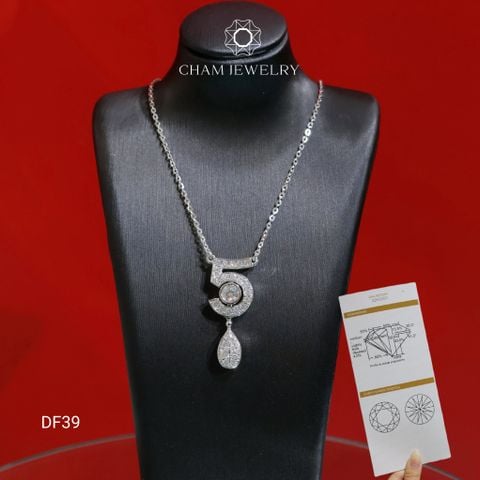 Dây Chuyền DF39 CHAM JEWELRY, Dây Liền Mặt Số 5 Full Đá Moissanite Chủ 4.5mm (Barcode OCD03).