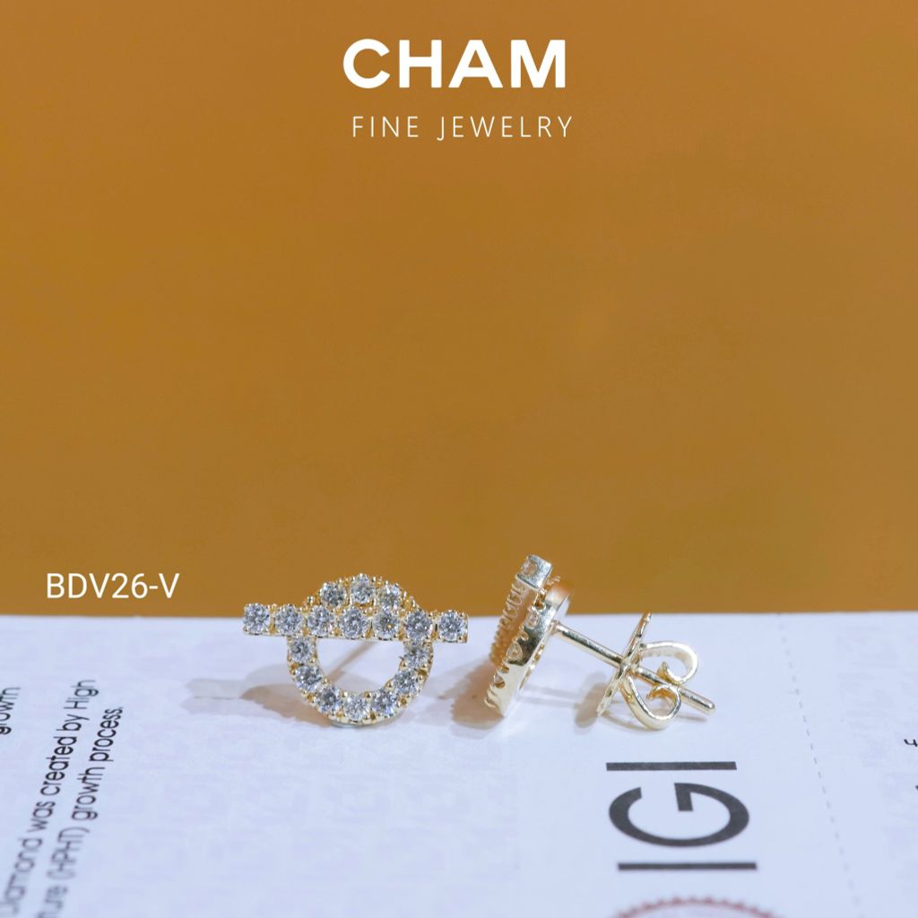 Hoa Tai BDV26 Vàng 10k Kim Cương Lab Grown Diamond