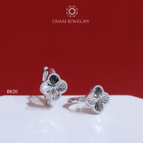 Hoa Tai BK20 CHAM JEWELRY , Hoa Tai Cỏ 4 Lá Bản 10.0mm ( Barcode TBK344).