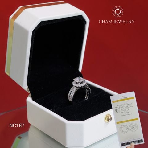 Nhẫn NC187 CHAM JEWELRY, Full Đá Moissanite Chủ 7.0mm (Barcode OCNN18)