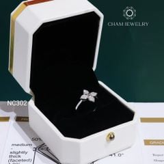 Nhẫn NC302 CHAM JEWELRY, Nhẫn Kết Full Moissanite Cỏ 4 Lá  (Barcode OCNN100)