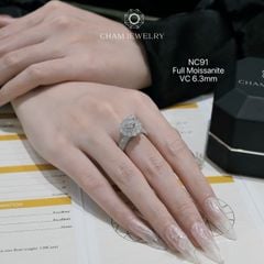 Nhẫn NC91 CHAM JEWELRY, Full Đá Moissanite, Chủ 6.3mm (Barcode ONNU49)