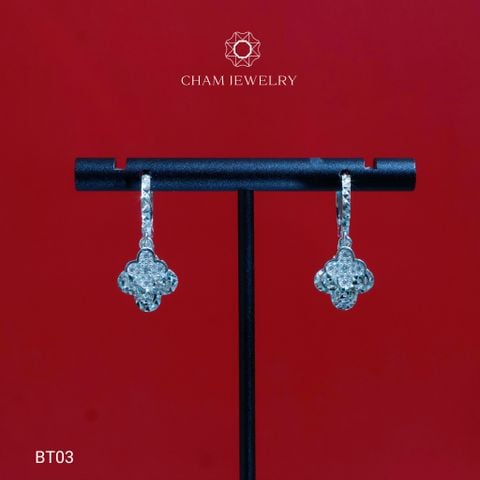 Hoa Tai CHAM JEWERLY BT03, Bông Tòn Ten 4 Lá (Barcode TBT788)