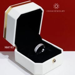 Nhẫn NM193 CHAM JEWELRY, Nhẫn Nửa Hàng Đá Đôi Bản 5.0mm ( C-NHN393(B12) ).