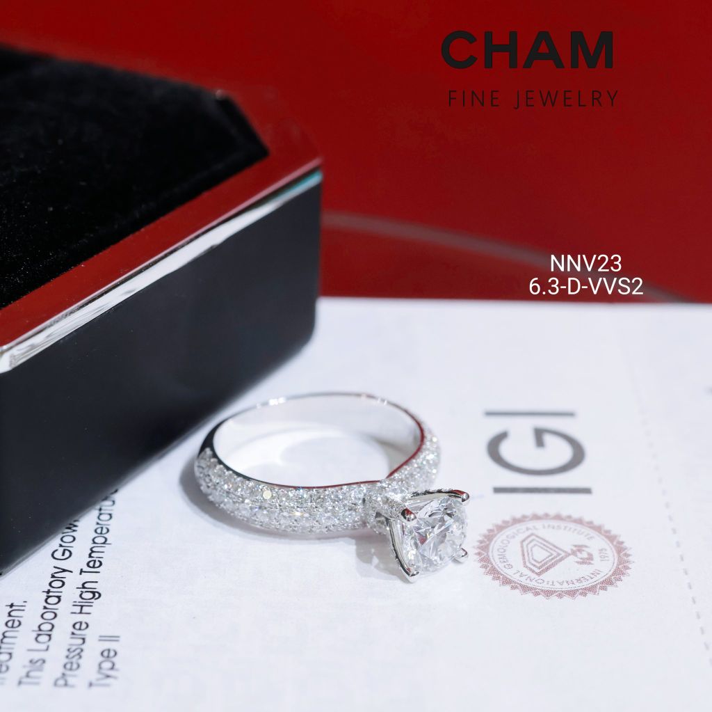 Nhẫn Nữ NNV23 Chủ 6.3mm D VVS2 Vàng 10k Kim Cương Lab Grown Diamond