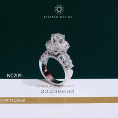 Nhẫn NC209 CHAM JEWELRY, Full Đá Moissanite Chủ 7.2mm (Barcode OCNN14)