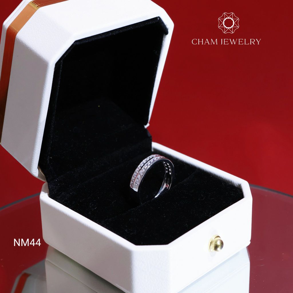 Nhẫn CHAM JEWELRY NM44, Nhẫn 2 Hàng Đá Bản 4.0mm (Barcode TNT558).