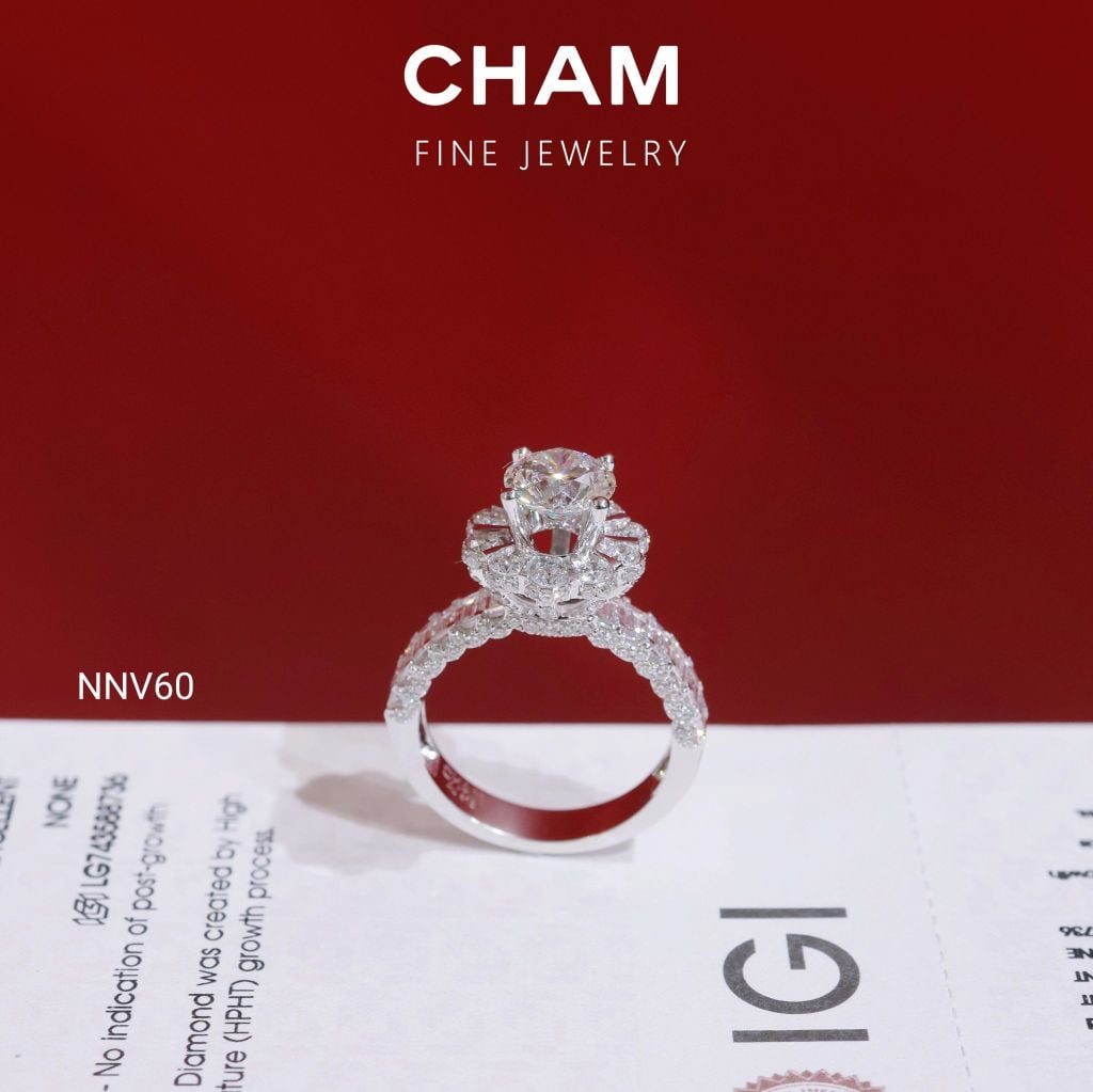 Nhẫn Nữ NNV60 Vàng 10k Chủ 7.2 Kim Cương Lab Grown Diamond