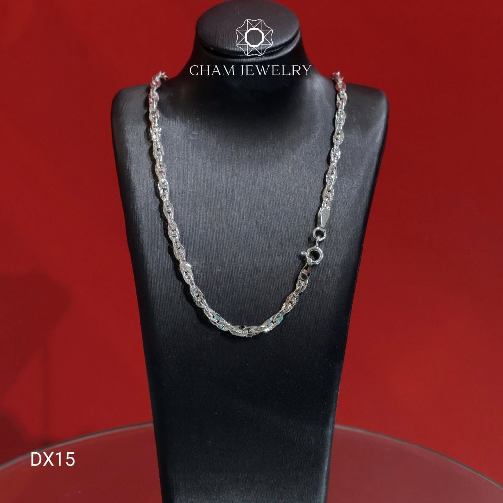 Dây Chuyền CHAM JEWERY DX15, Dây Xoắn Lá Ovan Bản 3.0mm (Barcode TDBC856)