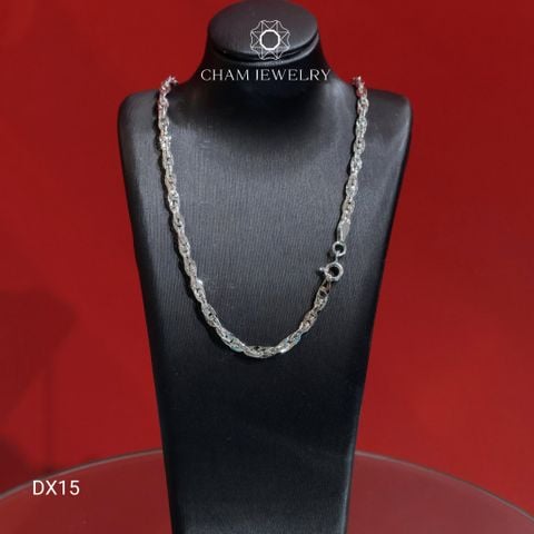 Dây Chuyền CHAM JEWERY DX15, Dây Xoắn Lá Ovan Bản 3.0mm (Barcode TDBC856)